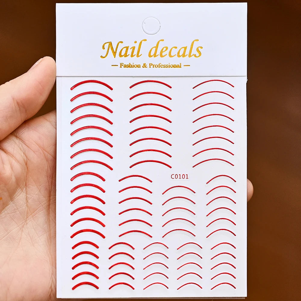 3D French Nail Stickers 1pcs French Romance Fashion Nail Accessories Metal Line Nail Stickers Nail Art Stickers Nail Stickers