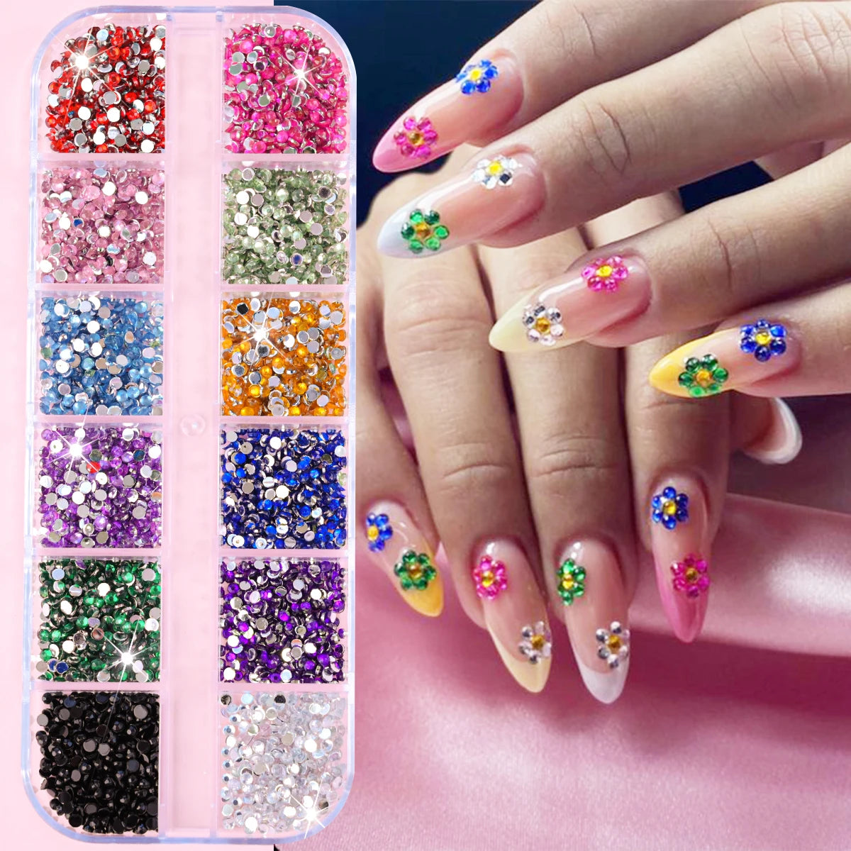 6mm Light Pink Heart Rhinestone 3D Nail Art Charms 50Pcs Flat-Back Crystal Manicure Accessory DIY Love Gems Stone Nail Decor*YK9