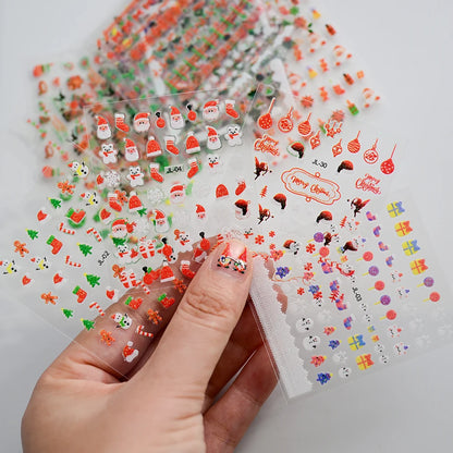 (30Pcs)Merry Christma Nail Sticker 3D Sliders Deer Santa Claus Decals New Year Nails Decor Stickers For DIY Manicure Accessories