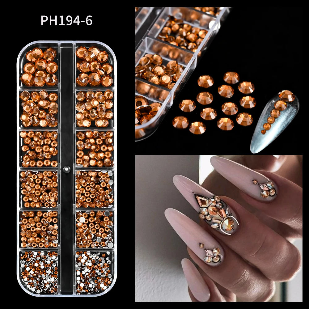 Crystal AB Rhinestone Nail Art Kit 12 Grid