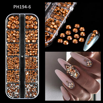 Crystal AB Rhinestone Nail Art Kit 12 Grid