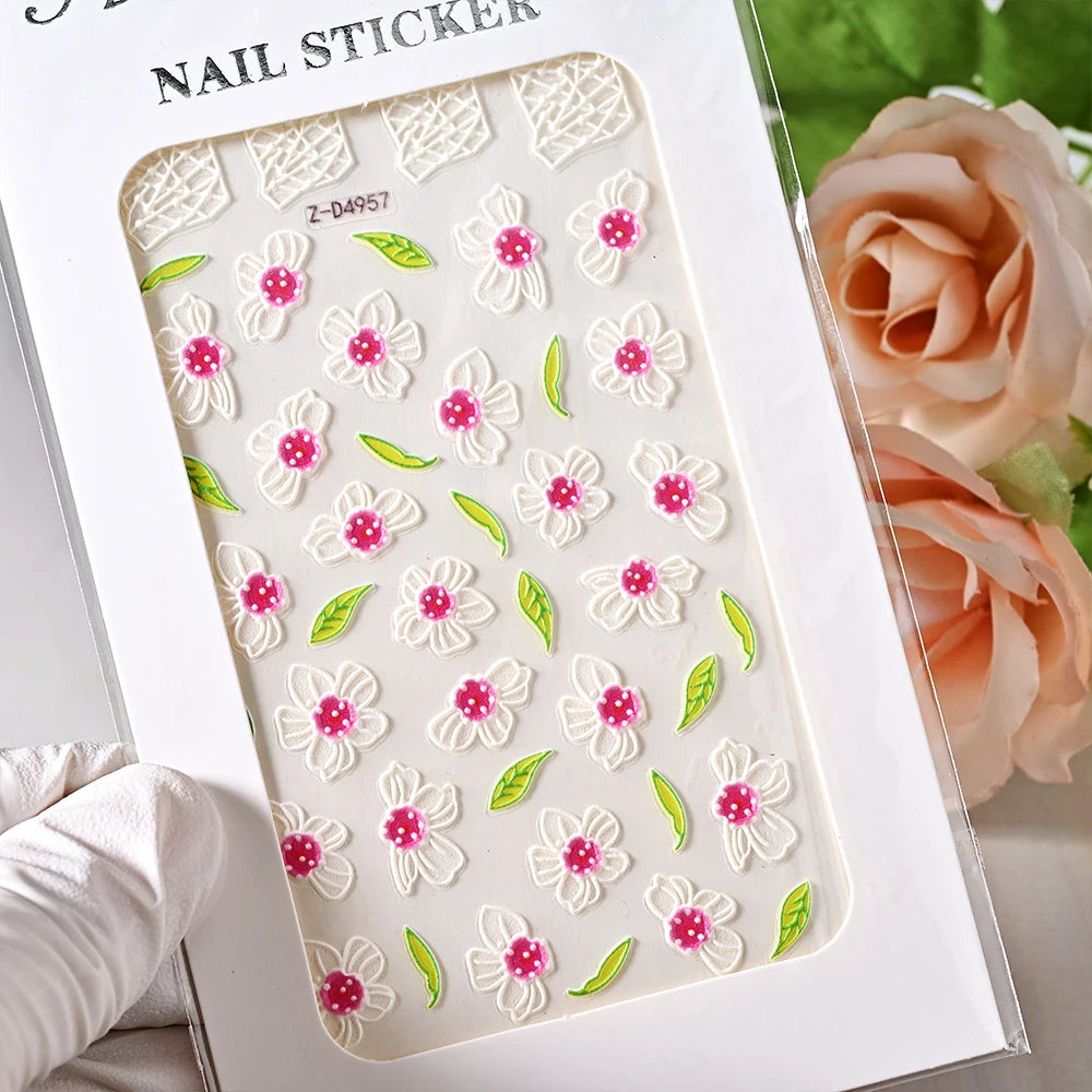 5D Sea Nail Art Stickers Embossed Self-Adhesive Ocean Beach Style Nail Slider Kawaii Starfish/Shell/Coral Reef Decor Nail Decals
