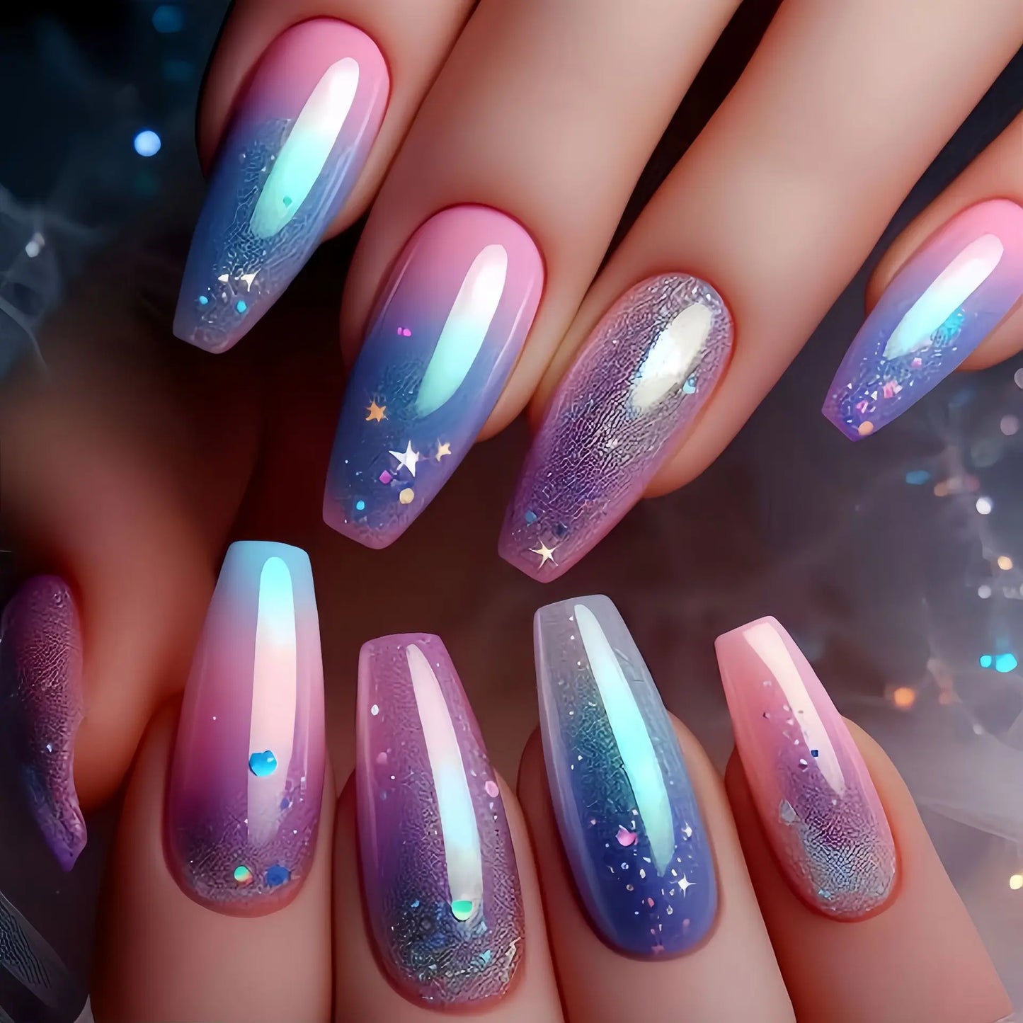 Glitter White French Press-On Nails