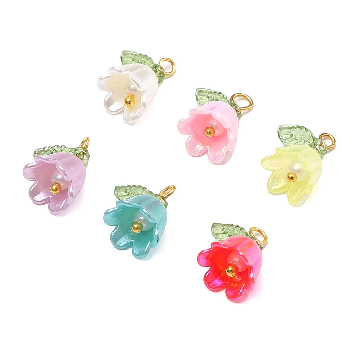Lily Valley Flower Bud Acrylic Beads