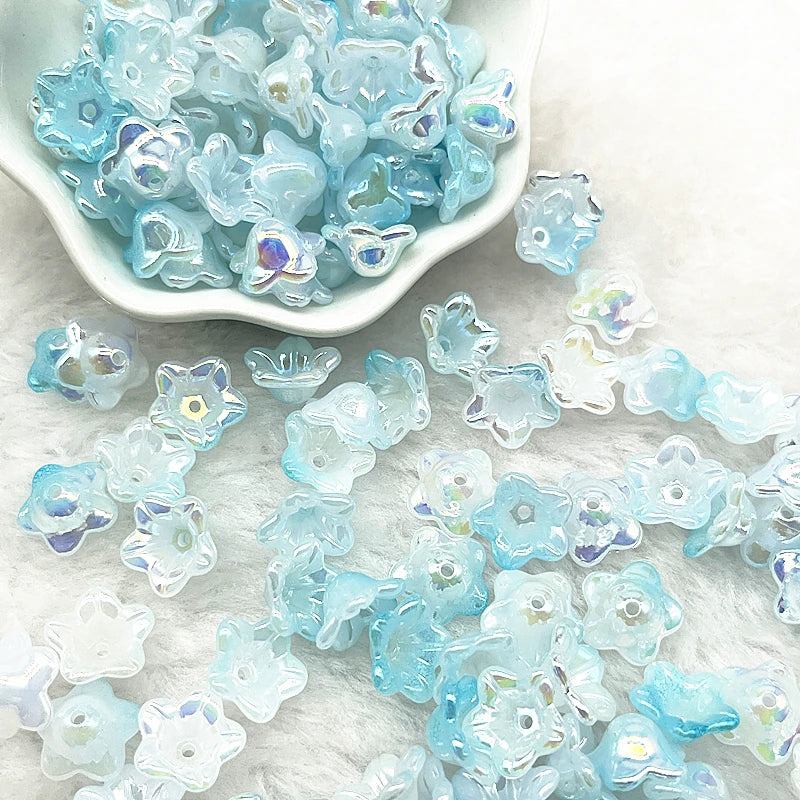 Gradient Bellflower Acrylic Bead Caps 50pc