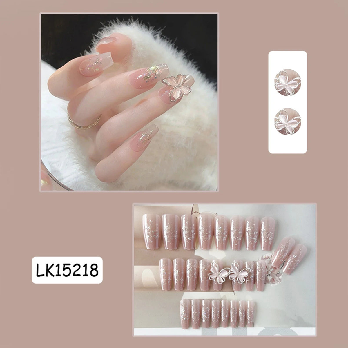 3D Diamond Coffin Press-On Nails