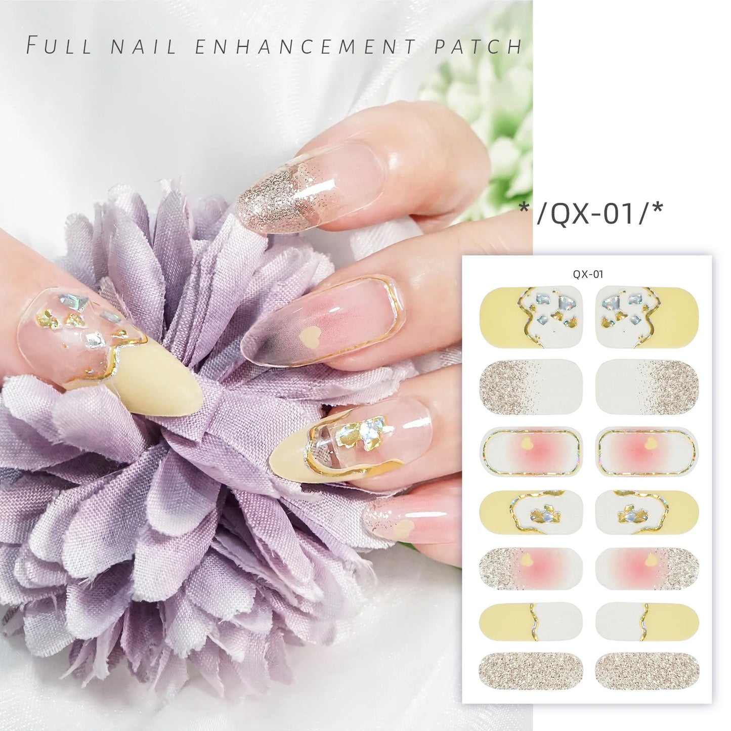 59 Style of Nail Stickers 1Sheet Rhinestones Fashion Nail Wraps Self Adhesive Manicure Decoracion DIY Full Cover Nail Sticker#5-