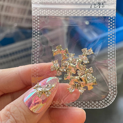 Pink Butterfly Zircon Nail Charms 10pc
