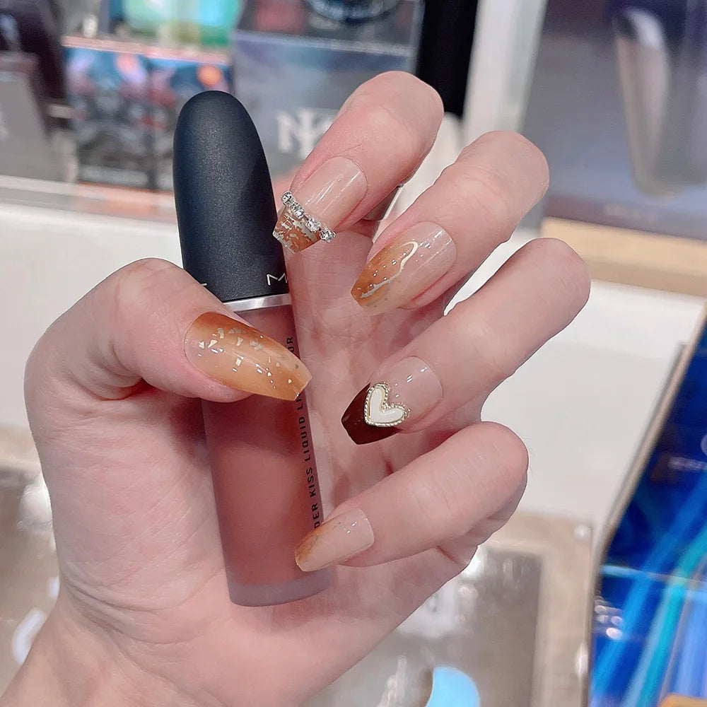 Pink Rhinestone Coffin Press-On Nails