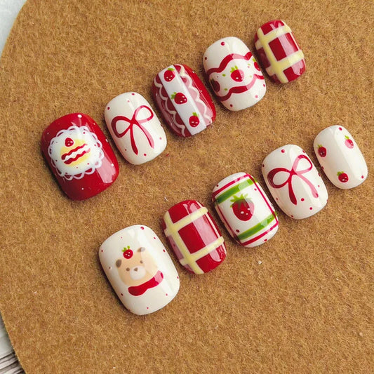 Cartoon Bean Nails Fall Winter 30pc