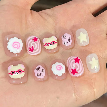 Cute Cartoon Bean Press-On Nails 30pc