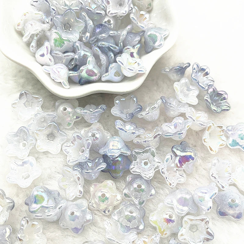 Gradient Bellflower Acrylic Bead Caps 50pc