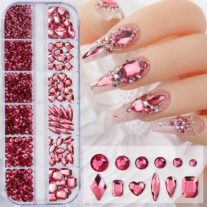 Crystal AB Rhinestone Nail Art Kit 12 Grid