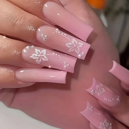Leopard Cherry Rhinestone Press-On Nails