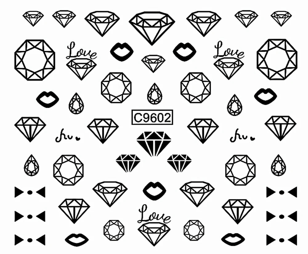 30pcs Black Line Nail Stickers 3D Irregular Line Geometric Pattern Nail Sticker Mysterious Sexy DIY Gothic Style Nail Stickers