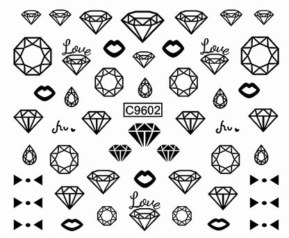 30pcs Black Line Nail Stickers 3D Irregular Line Geometric Pattern Nail Sticker Mysterious Sexy DIY Gothic Style Nail Stickers