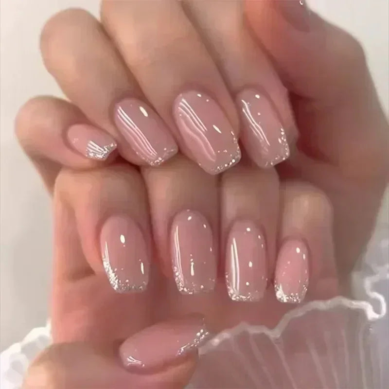 Glitter White French Press-On Nails