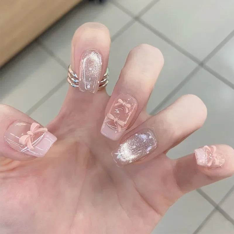 Black Bow Ballerina Press-On Nails