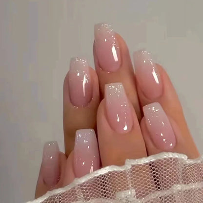 Pink Gradient Oval Press-On Nails