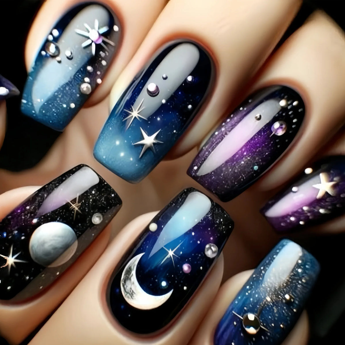 White Bow Gradient Long Nail Set