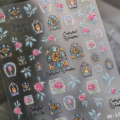 Colorful Floral Nail Art Sticker Summer Garden Motifs Juicy Flower Petals Dimensional Botanical Patterns Adhesive Manicure Decal