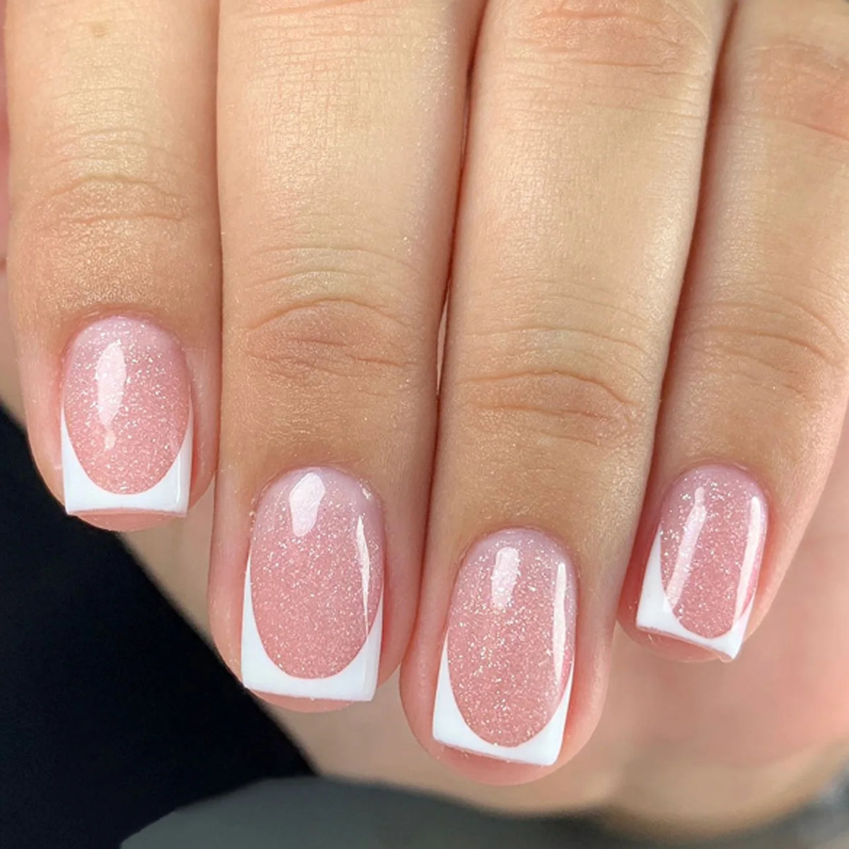 Glitter White French Press-On Nails
