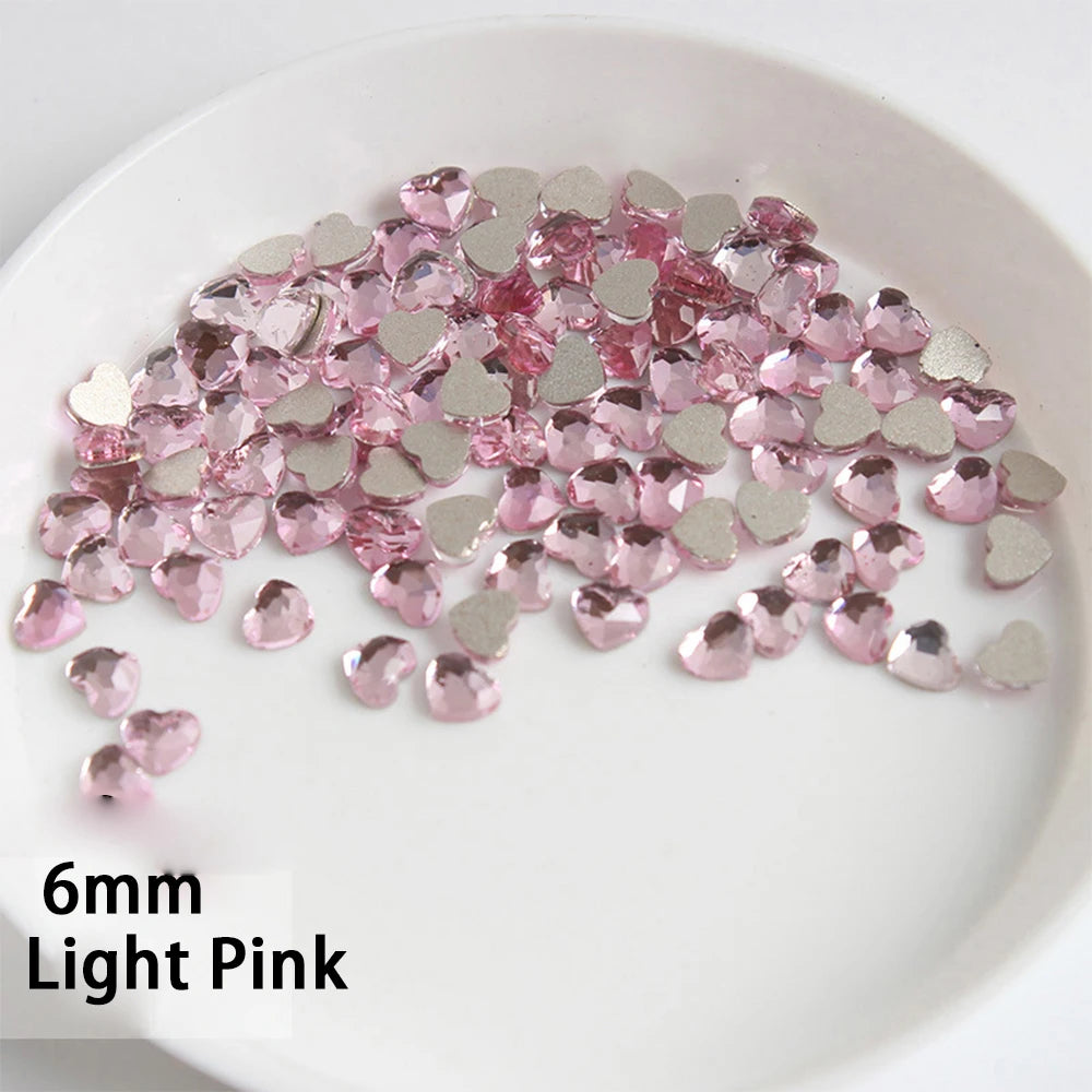 Mini Heart Glass Nail Rhinestones 100pc