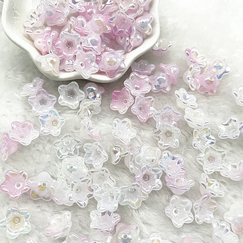 Gradient Bellflower Acrylic Bead Caps 50pc