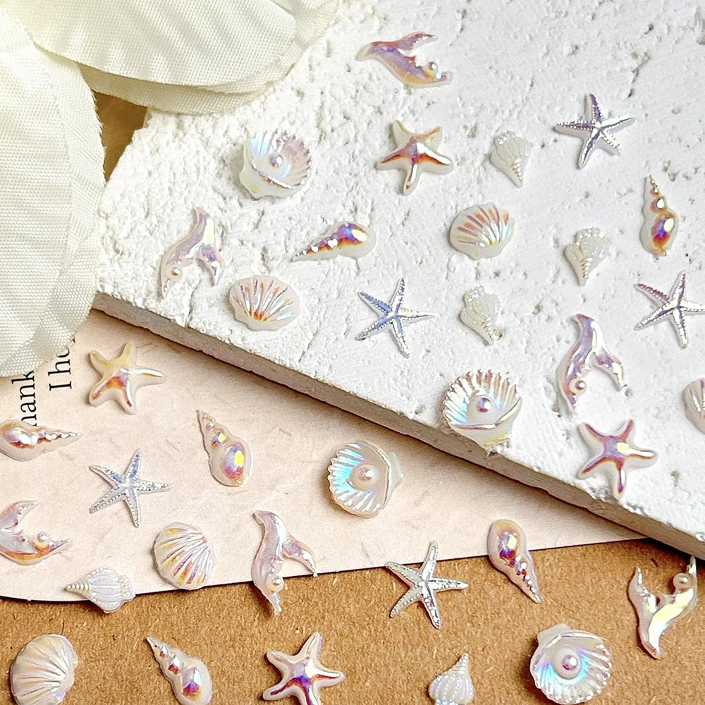 Ocean Theme Shell Starfish Nail Gems 50pc