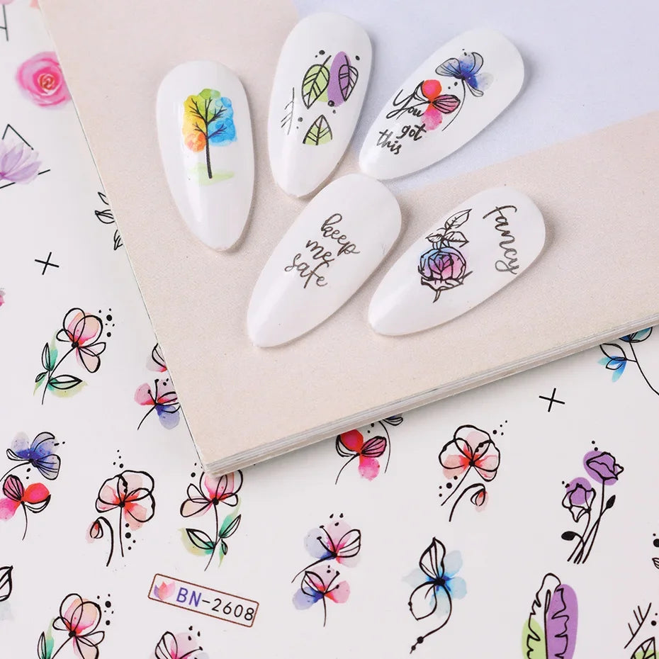 Ink Bloom Graffiti Nail Art Stickers