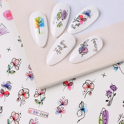 Ink Bloom Graffiti Nail Art Stickers