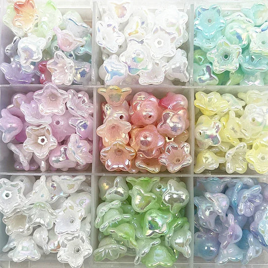 Gradient Bellflower Acrylic Bead Caps 50pc