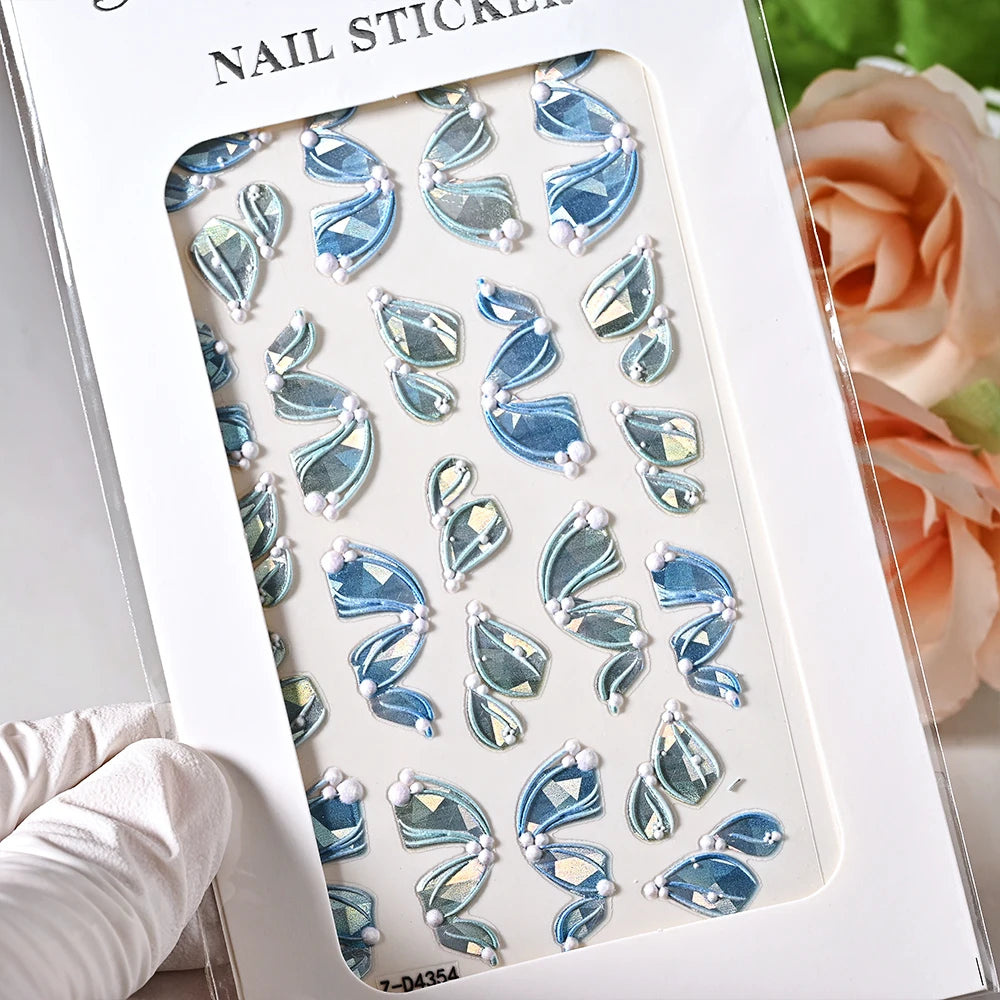 5D Sea Nail Art Stickers Embossed Self-Adhesive Ocean Beach Style Nail Slider Kawaii Starfish/Shell/Coral Reef Decor Nail Decals