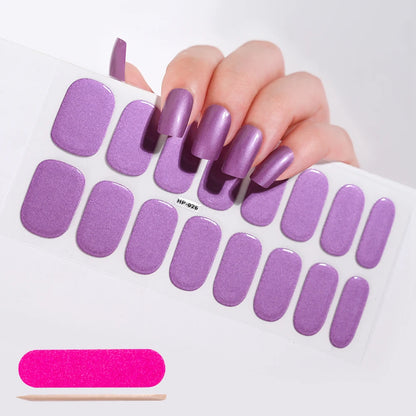 Semi Cured Wraps Fast Gel Nail Sticker Soild Nail Gel Wraps Adhesive Full Cover Gel Nail Decal UV Lamp Cured Manicure Decoration