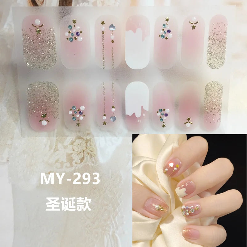 59 Style of Nail Stickers 1Sheet Rhinestones Fashion Nail Wraps Self Adhesive Manicure Decoracion DIY Full Cover Nail Sticker#5-