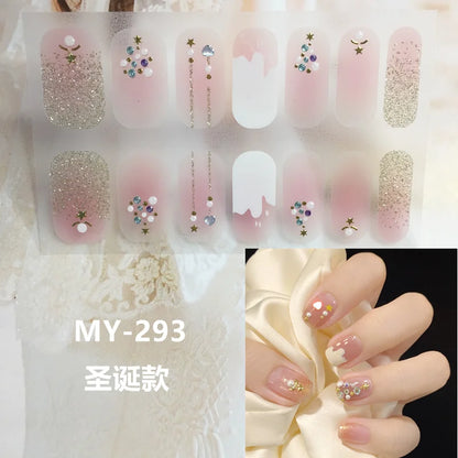 59 Style of Nail Stickers 1Sheet Rhinestones Fashion Nail Wraps Self Adhesive Manicure Decoracion DIY Full Cover Nail Sticker#5-