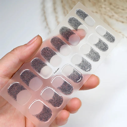 Semi Cured Wraps Fast Gel Nail Sticker Soild Nail Gel Wraps Adhesive Full Cover Gel Nail Decal UV Lamp Cured Manicure Decoration