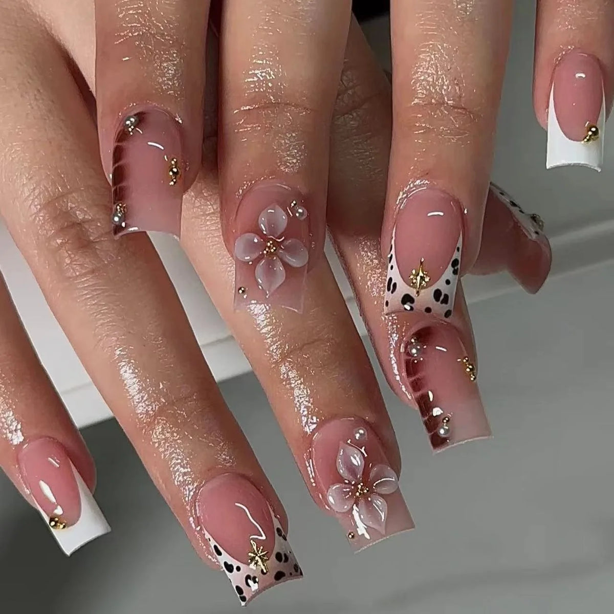 Glitter Butterfly French Press-On Nails