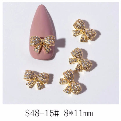 Crystal Bow Butterfly Pearl Nail Charms