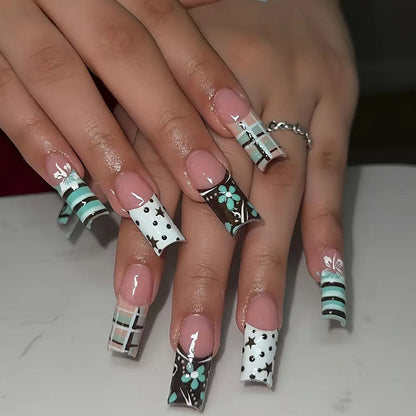 Leopard Cherry Rhinestone Press-On Nails