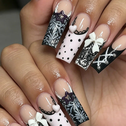 Leopard Cherry Rhinestone Press-On Nails