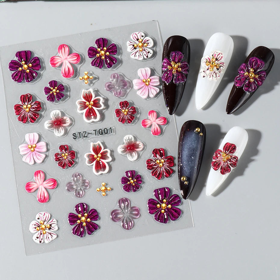 Spring Floral Jelly Nail Art Stickers