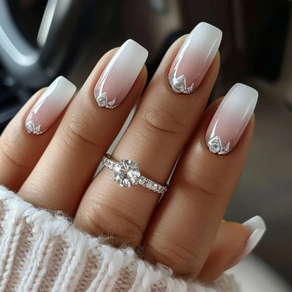 Glitter White French Press-On Nails
