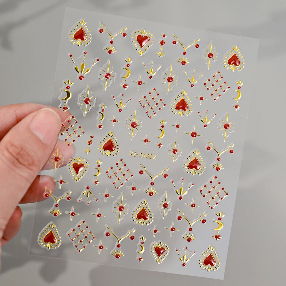 5D Bohemian Gold Silver Nail Art Stickers