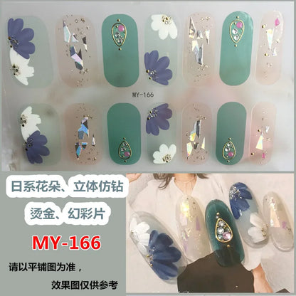 59 Style of Nail Stickers 1Sheet Rhinestones Fashion Nail Wraps Self Adhesive Manicure Decoracion DIY Full Cover Nail Sticker#5-