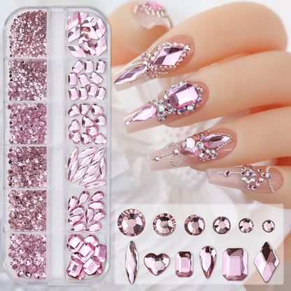 Crystal AB Rhinestone Nail Art Kit 12 Grid