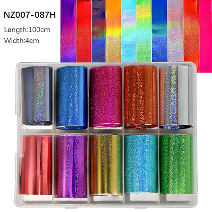 10Roll/Box Rose Flowers Designs Transfer Foil Sky Decals Transfer Foil Nails Sliders Holographic Flower Stickers Manicure Decor*