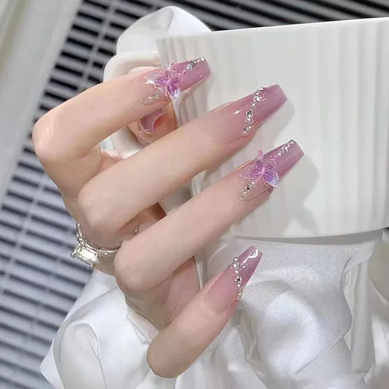 3D Diamond Coffin Press-On Nails