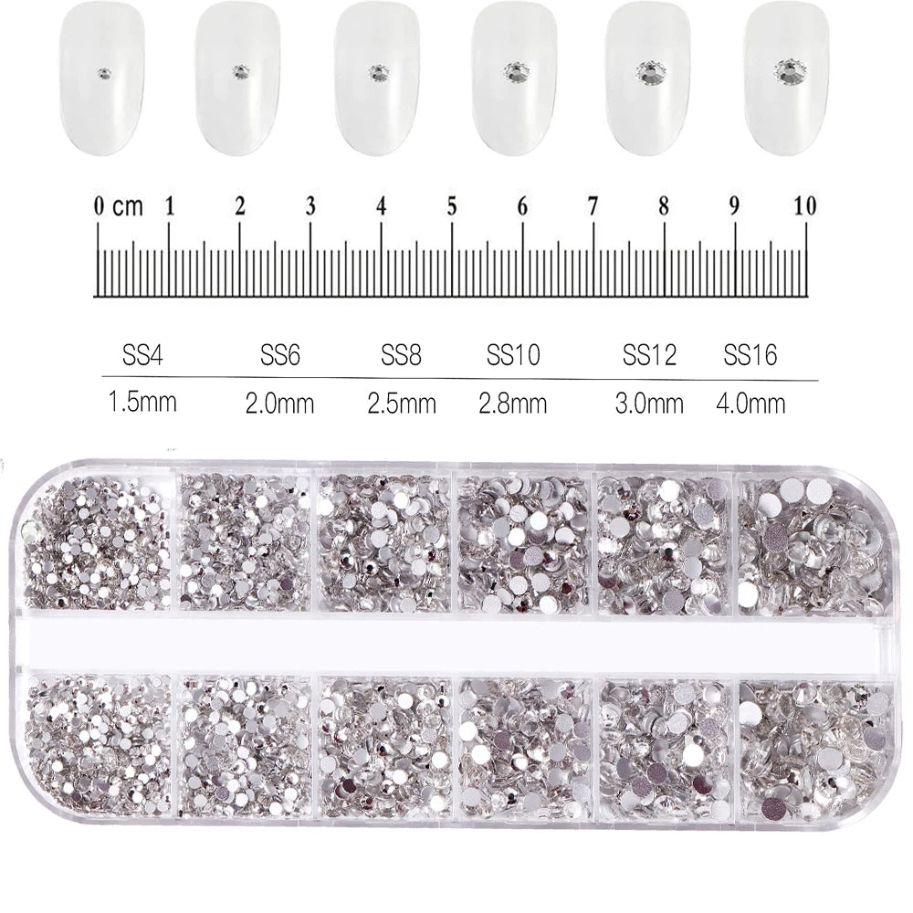 Crystal AB Rhinestone Nail Art Kit 12 Grid