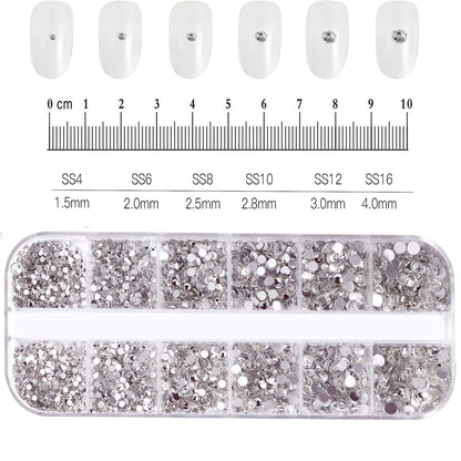 Crystal AB Rhinestone Nail Art Kit 12 Grid
